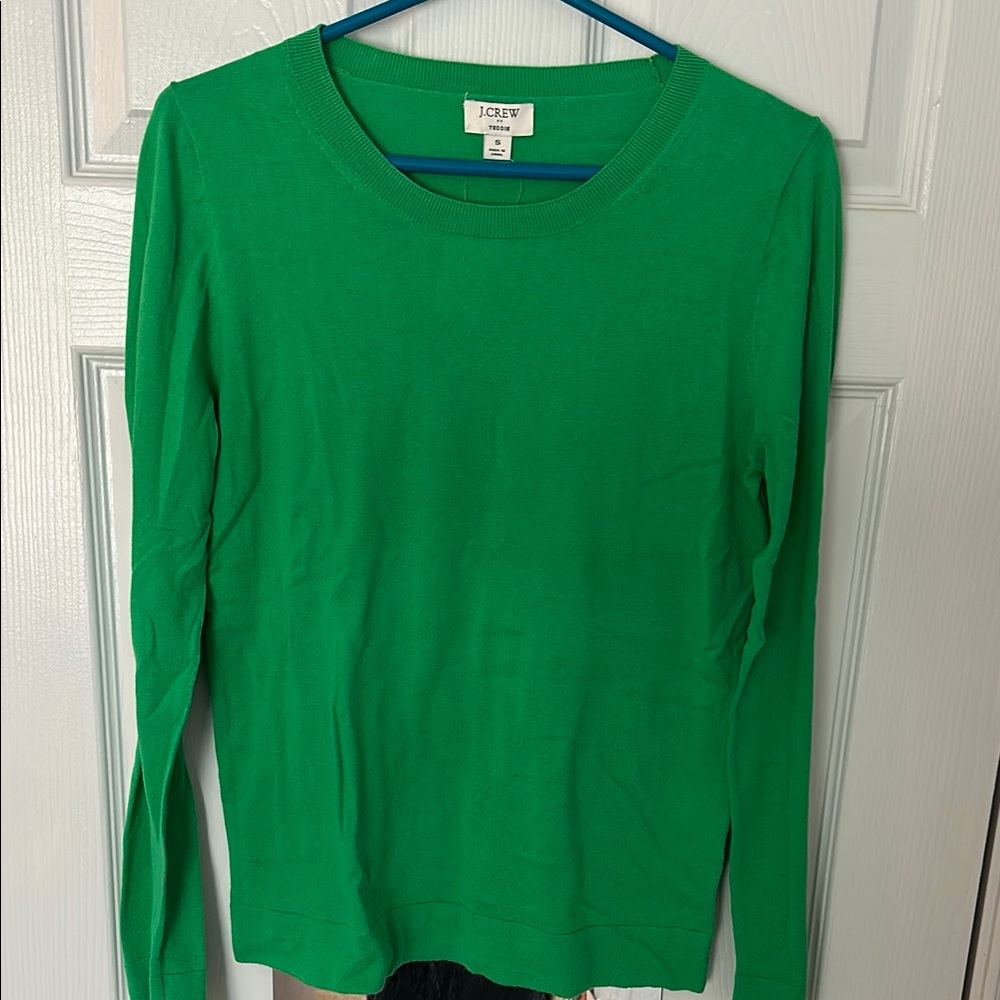 J. Crew Kelly Green Long Sleeve Cotton Sweater